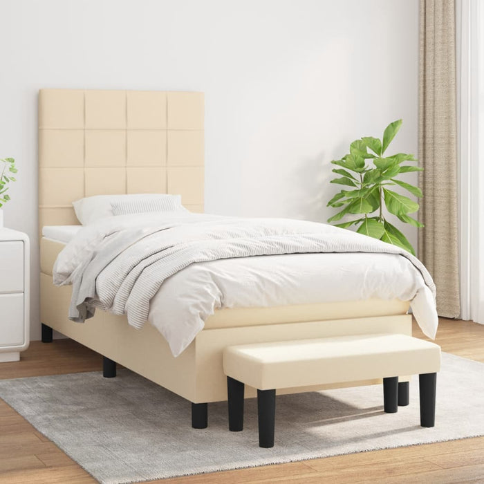 Pat box spring cu saltea, crem, 90x200 cm, textil - WALTI WALTI