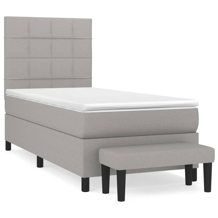 Pat box spring cu saltea, gri deschis, 100x200 cm, textil - WALTI WALTI