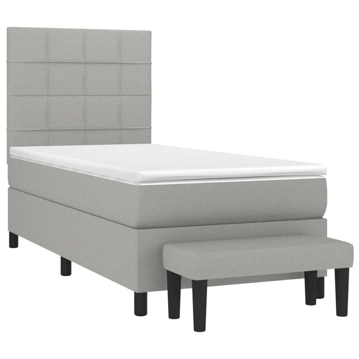Pat box spring cu saltea, gri deschis, 100x200 cm, textil - WALTI WALTI