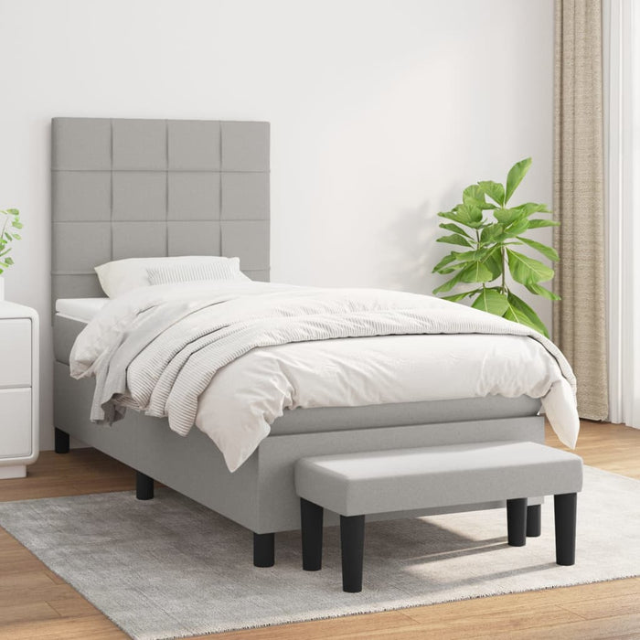 Pat box spring cu saltea, gri deschis, 100x200 cm, textil - WALTI WALTI