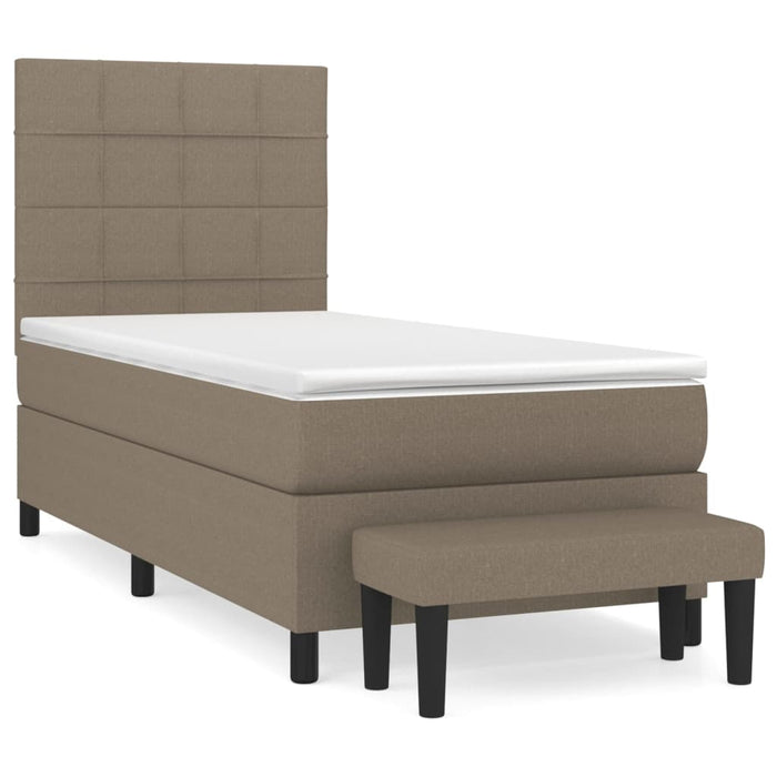 Pat box spring cu saltea, gri taupe, 100x200 cm, textil - WALTI WALTI