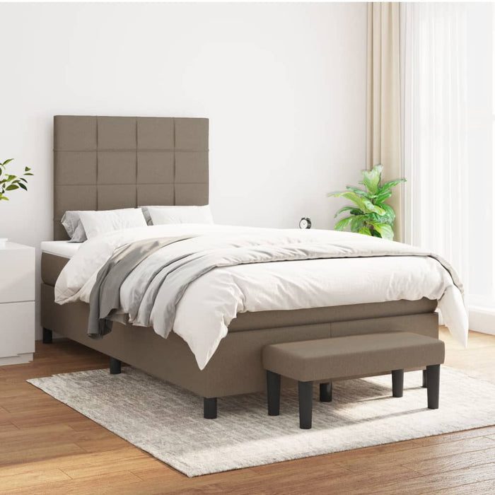 Pat box spring cu saltea, gri taupe, 120x200 cm, textil - WALTI WALTI