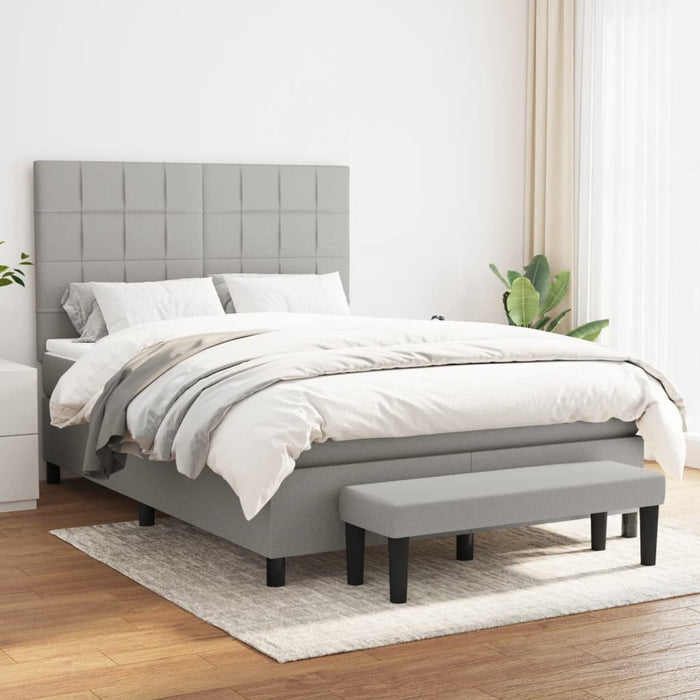 Pat box spring cu saltea, gri deschis, 140x190 cm, textil - WALTI WALTI