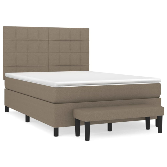 Pat box spring cu saltea, gri taupe, 140x200 cm, textil - WALTI WALTI
