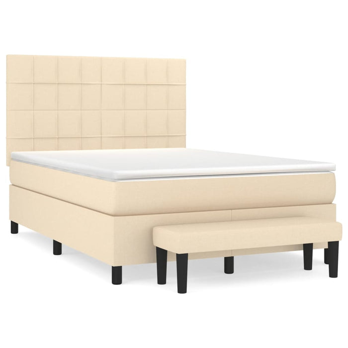 Pat box spring cu saltea, crem, 140x200 cm, textil - WALTI WALTI