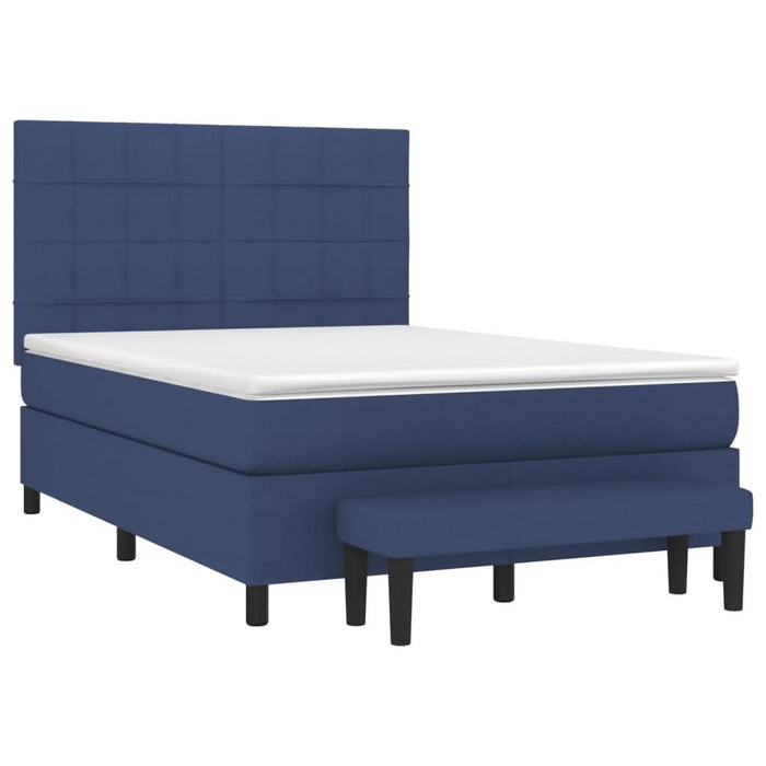 Pat box spring cu saltea, albastru, 140x200 cm, textil - WALTI WALTI