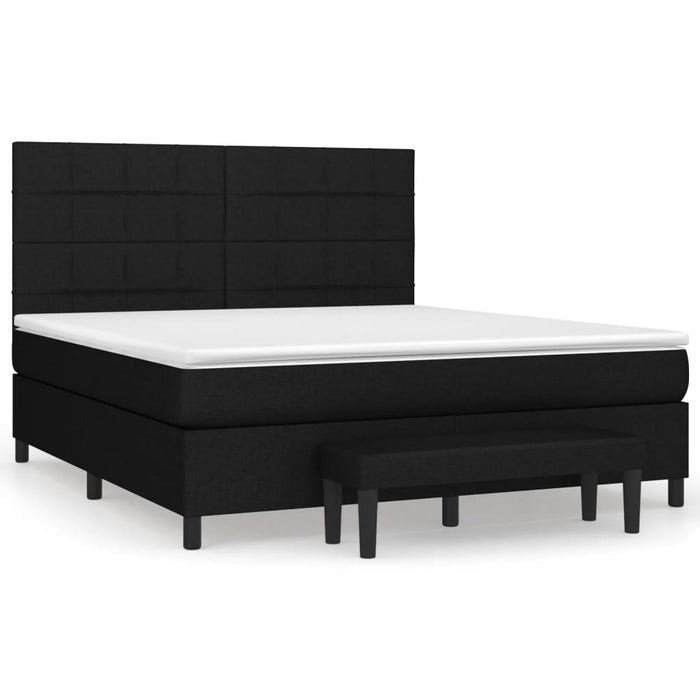 Pat box spring cu saltea, negru, 160x200 cm, textil - WALTI WALTI