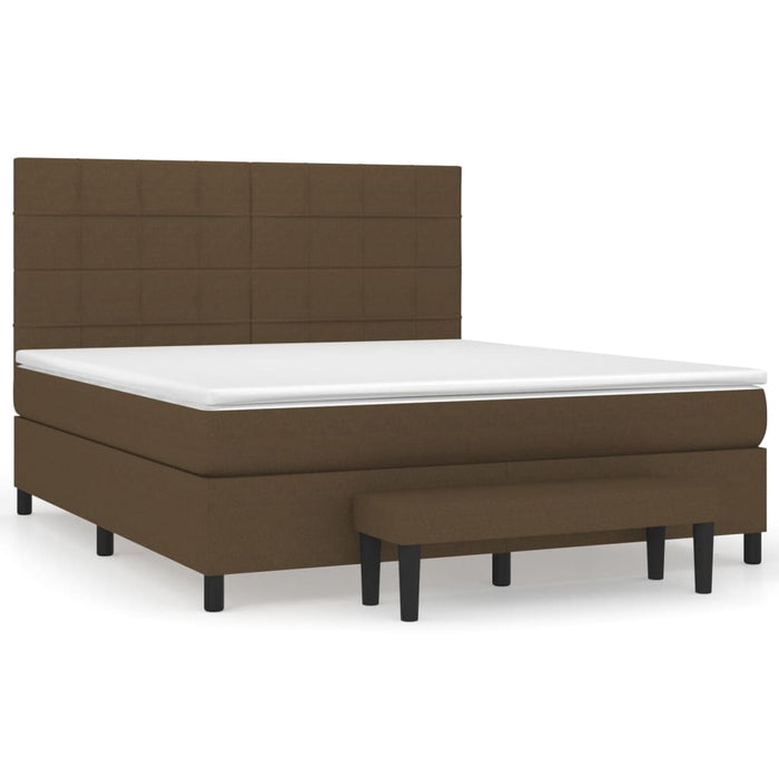 Pat box spring cu saltea, maro închis, 160x200 cm, textil WALTI