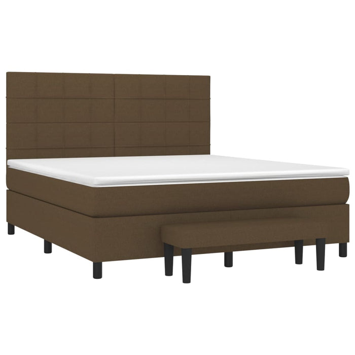 Pat box spring cu saltea, maro închis, 160x200 cm, textil WALTI