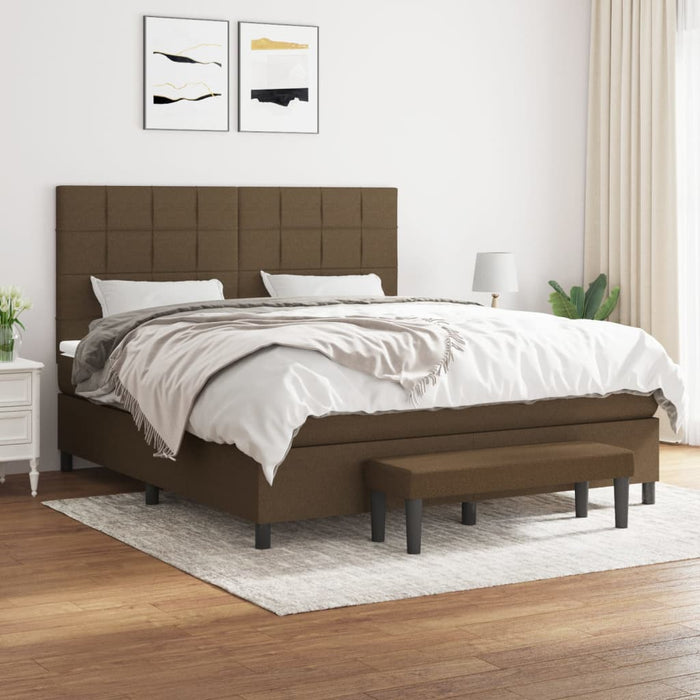Pat box spring cu saltea, maro închis, 160x200 cm, textil WALTI