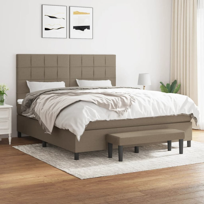 Pat box spring cu saltea, gri taupe, 160x200 cm material textil - WALTI WALTI