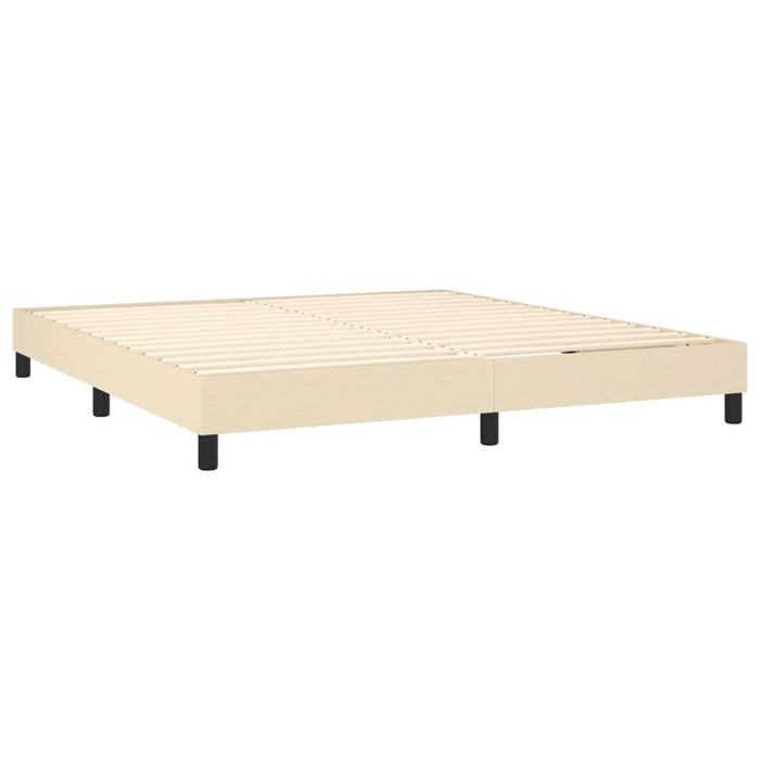 Pat box spring cu saltea, crem, 160x200 cm, material textil WALTI