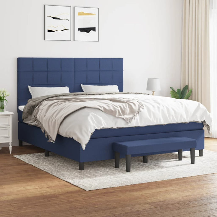 Pat continental cu saltea, albastru, 160x200cm, material textil - WALTI WALTI