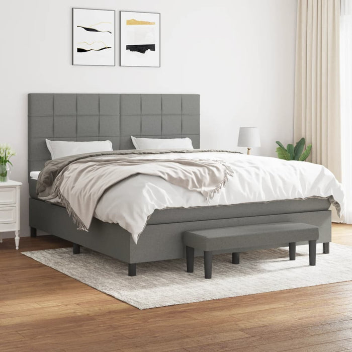 Pat box spring cu saltea, gri închis, 180x200 cm, textil - WALTI WALTI
