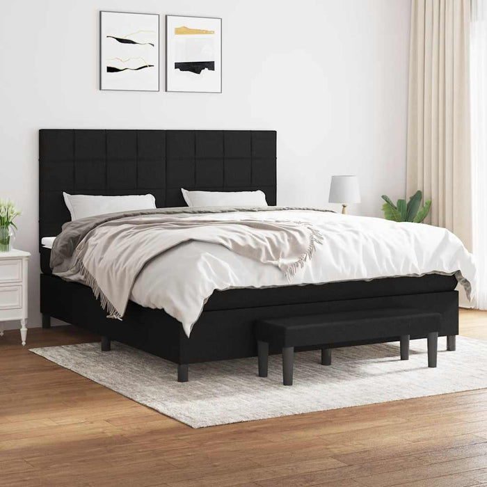 Pat box spring cu saltea, negru, 180x200 cm, catifea - WALTI WALTI