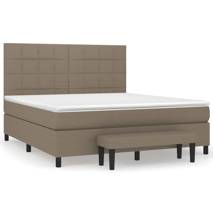 Pat continental cu saltea, gri taupe, 180x200 cm, textil - WALTI WALTI