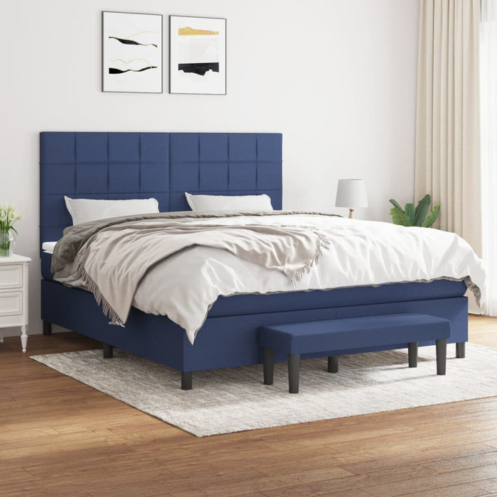 Pat box spring cu saltea, albastru, 180x200 cm, material textil - WALTI WALTI