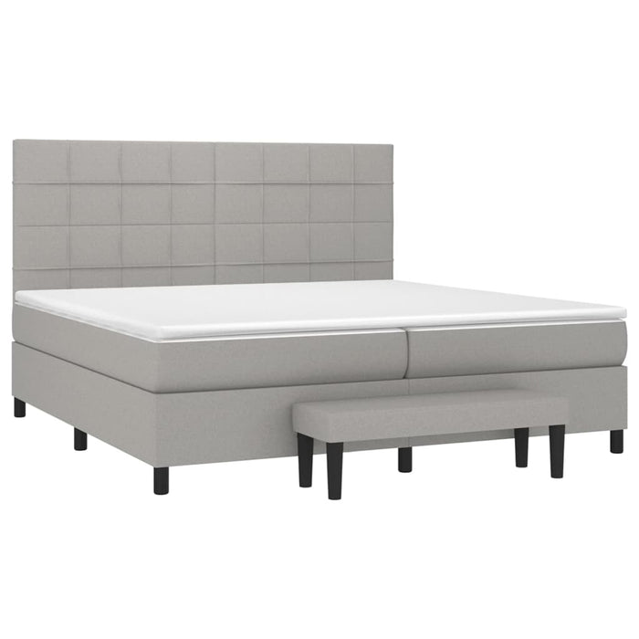 Pat box spring cu saltea, gri deschis, 200x200 cm, textil - WALTI WALTI