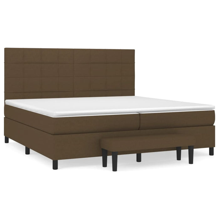 Pat box spring cu saltea, maro închis, 200x200 cm, textil - WALTI WALTI