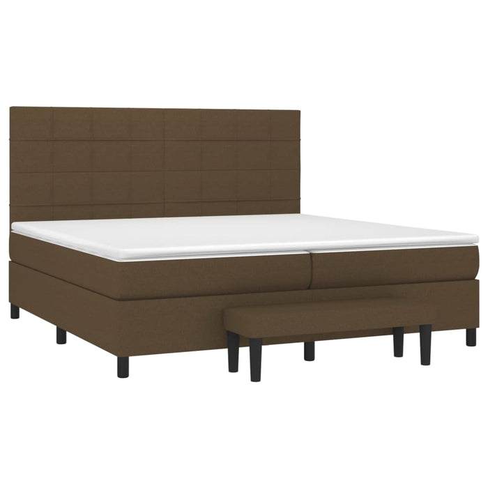 Pat box spring cu saltea, maro închis, 200x200 cm, textil - WALTI WALTI