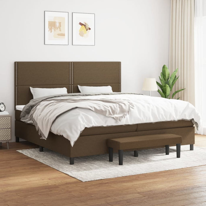 Pat box spring cu saltea, maro închis, 200x200 cm, textil - WALTI WALTI