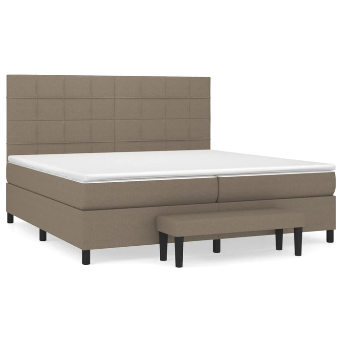 Pat box spring cu saltea, gri taupe, 200x200 cm, textil - WALTI WALTI