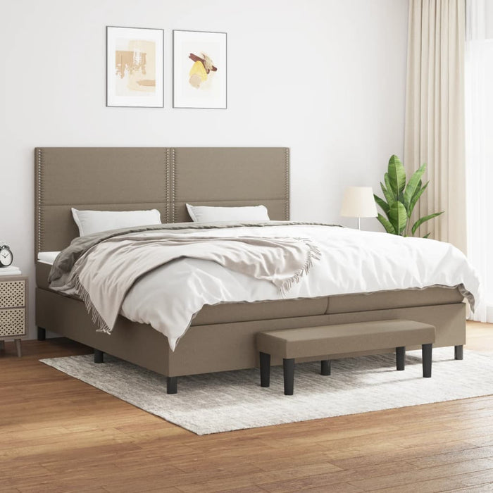 Pat box spring cu saltea, gri taupe, 200x200 cm, textil - WALTI WALTI