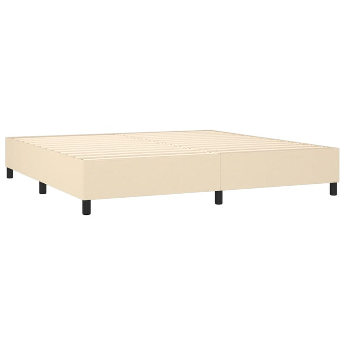 Pat box spring cu saltea, crem, 200x200 cm, textil WALTI