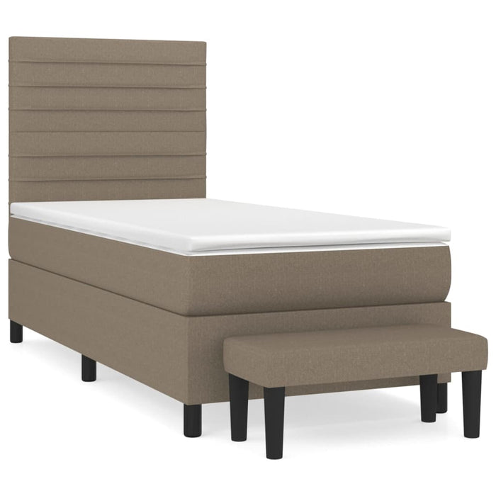 Pat box spring cu saltea, gri taupe, 80x200 cm, textil WALTI