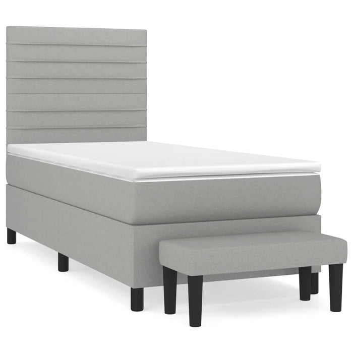 Pat box spring cu saltea, gri deschis, 90x190 cm, textil - WALTI WALTI