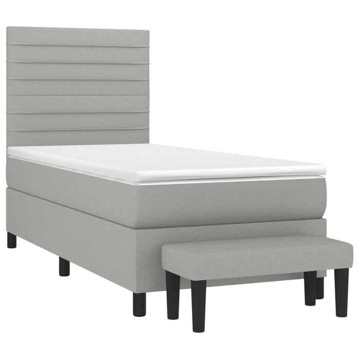 Pat box spring cu saltea, gri deschis, 90x190 cm, textil - WALTI WALTI