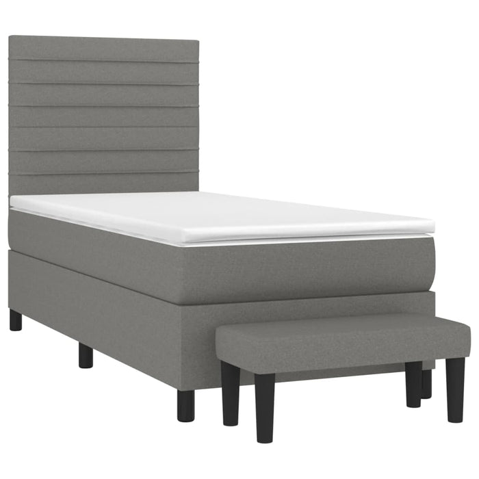 Pat box spring cu saltea, gri închis, 90x200 cm, textil - WALTI WALTI