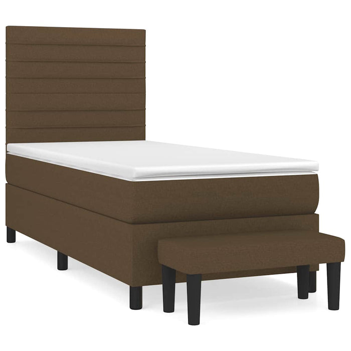 Pat box spring cu saltea, maro închis, 90x200 cm, textil - WALTI WALTI
