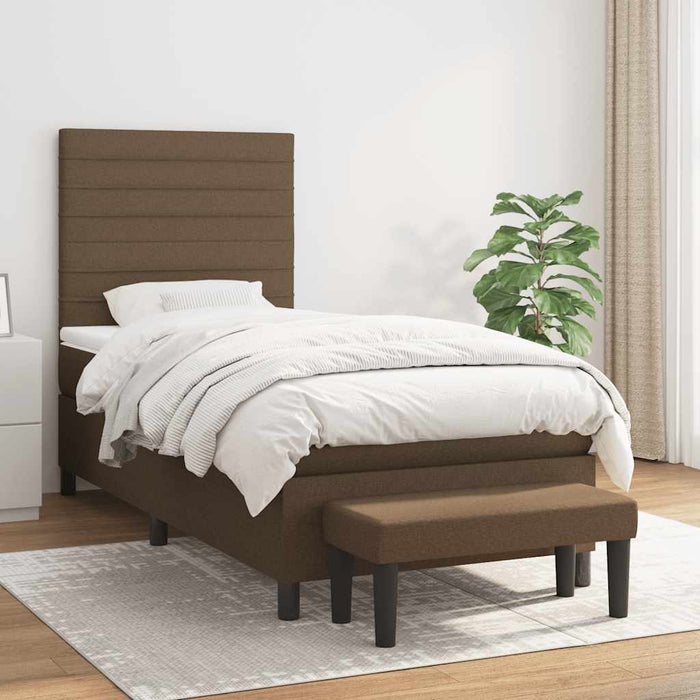 Pat box spring cu saltea, maro închis, 90x200 cm, textil - WALTI WALTI