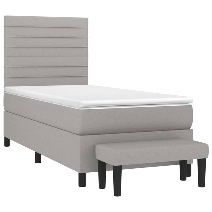 Pat box spring cu saltea, gri deschis, 100x200 cm, textil - WALTI WALTI
