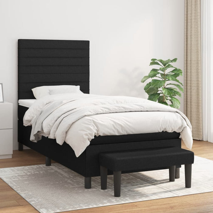 Pat box spring cu saltea, negru, 100x200 cm, textil - WALTI WALTI