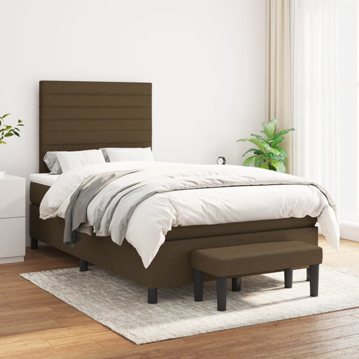 Pat box spring cu saltea, maro închis, 120x200 cm, textil - WALTI WALTI
