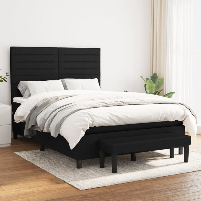 Pat box spring cu saltea, negru, 140x200 cm, textil - WALTI WALTI
