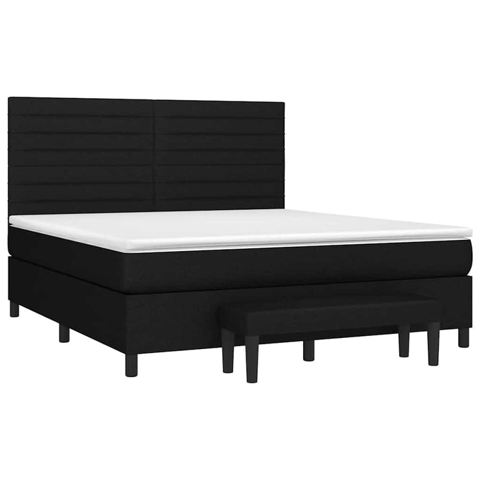 Pat box spring cu saltea, negru, 160x200 cm, textil - WALTI WALTI