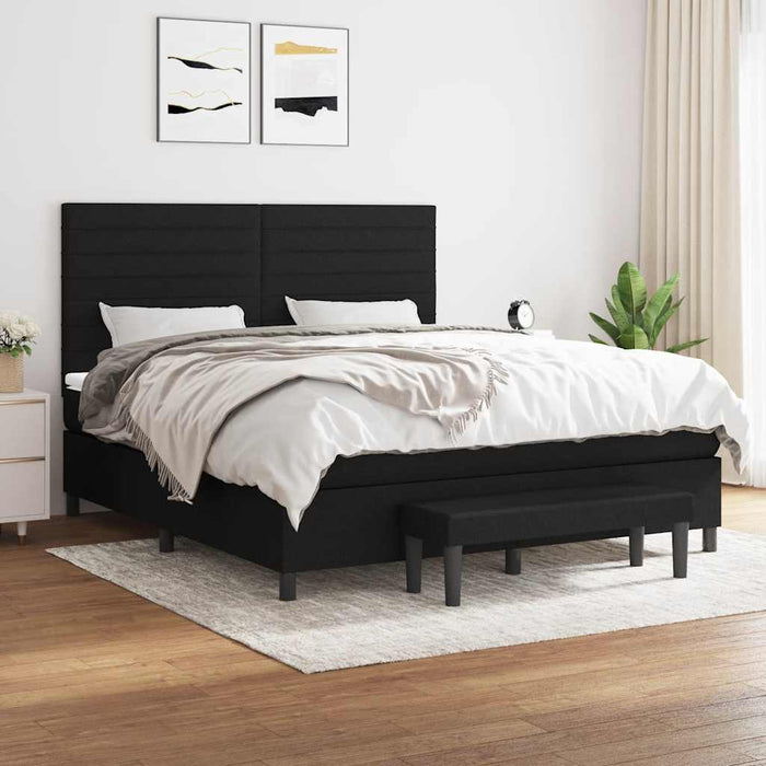 Pat box spring cu saltea, negru, 160x200 cm, textil - WALTI WALTI
