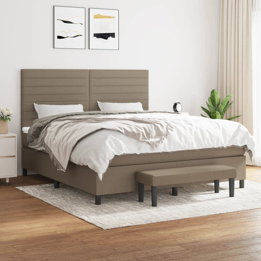 Pat box spring cu saltea, gri taupe, 160x200 cm material textil - WALTI WALTI