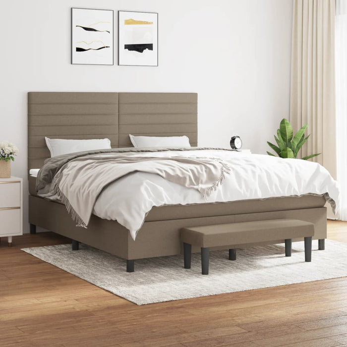 Pat box spring cu saltea, gri taupe, 160x200 cm material textil - WALTI WALTI