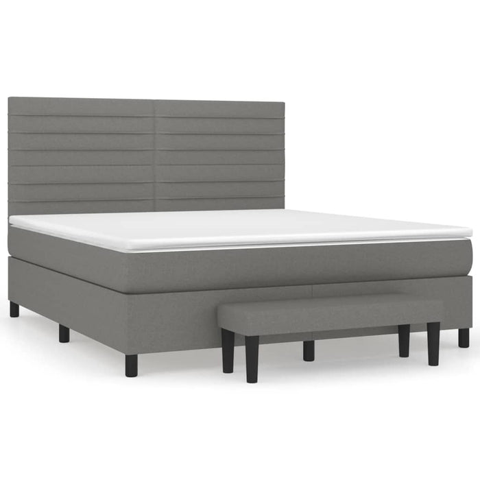 Pat box spring cu saltea, gri închis, 180x200 cm, textil - WALTI WALTI