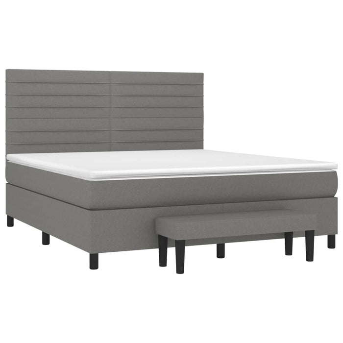 Pat box spring cu saltea, gri închis, 180x200 cm, textil - WALTI WALTI