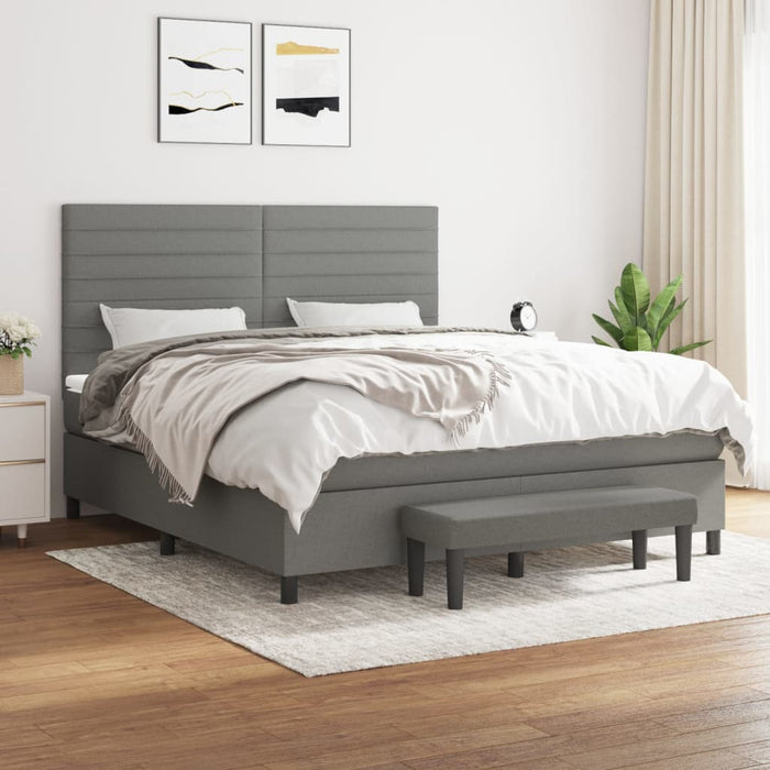 Pat box spring cu saltea, gri închis, 180x200 cm, textil - WALTI WALTI