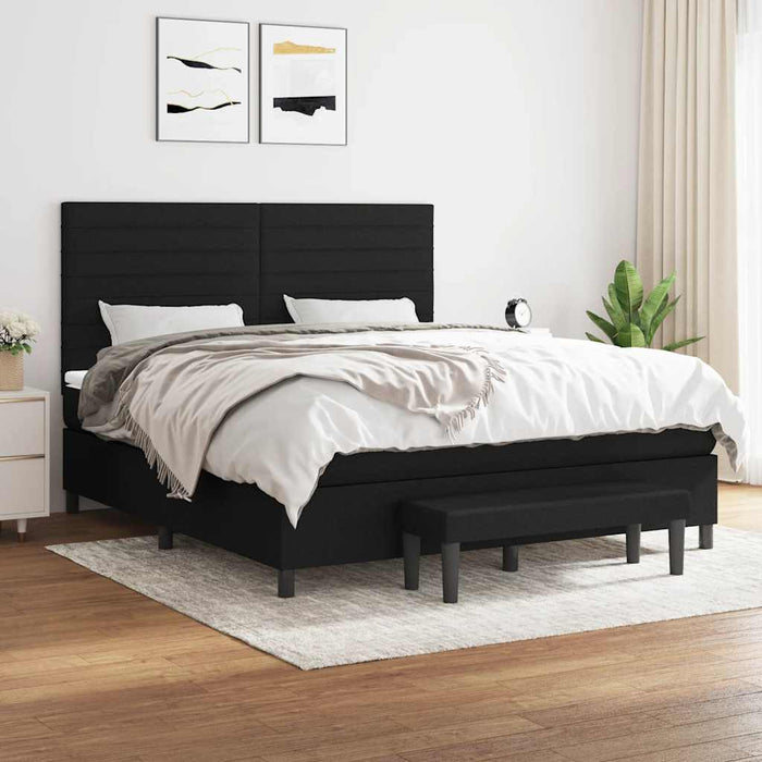 Pat box spring cu saltea, negru, 180x200 cm, catifea - WALTI WALTI
