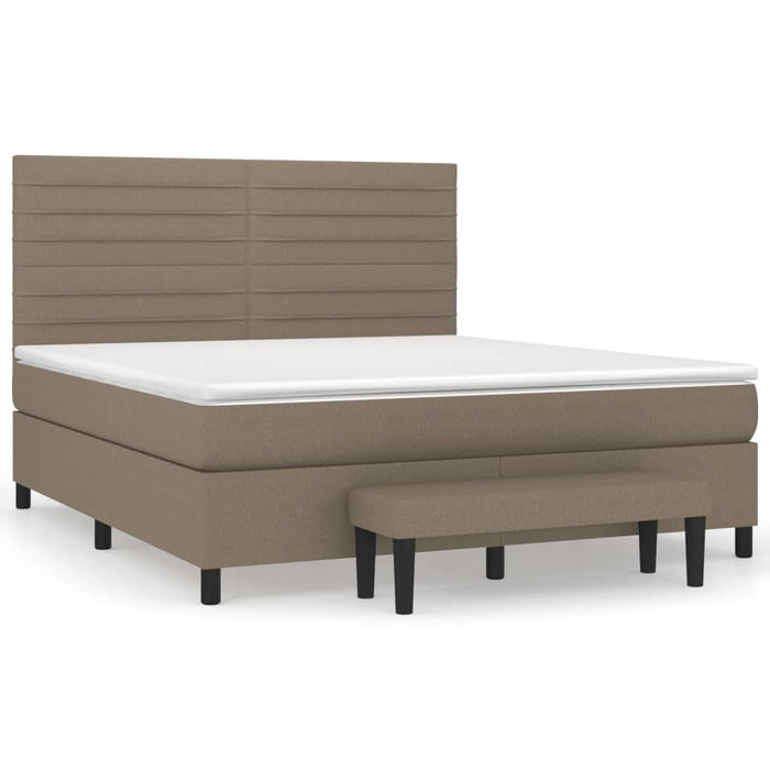 Pat continental cu saltea, gri taupe, 180x200 cm, textil - WALTI WALTI