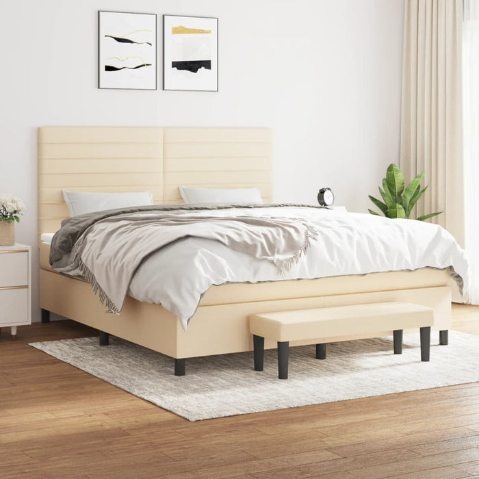 Pat continental cu saltea, crem, 180x200 cm, textil - WALTI WALTI