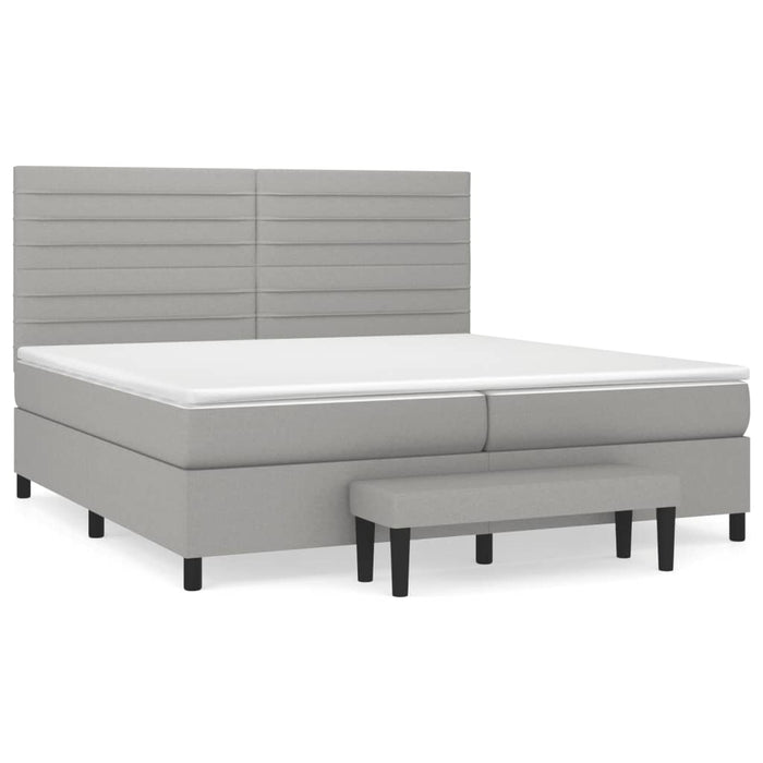 Pat box spring cu saltea, gri deschis, 200x200 cm, textil - WALTI WALTI