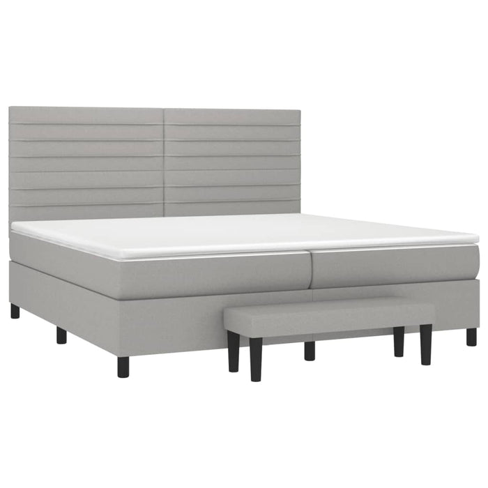 Pat box spring cu saltea, gri deschis, 200x200 cm, textil - WALTI WALTI